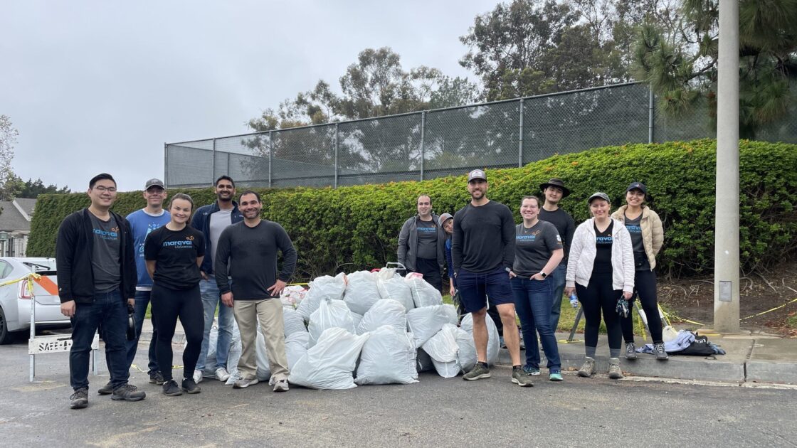 team cleaning up trash